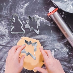 Funtery 9 Pcs Christmas Nativity Cookie Cutters Set Nativity Scene Stainless Steel Cookie Cutter Baby Jesus in Crib Star of Bethlehem Sheep Donkey Cookie Cutter for Christmas Baking