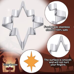 Funtery 9 Pcs Christmas Nativity Cookie Cutters Set Nativity Scene Stainless Steel Cookie Cutter Baby Jesus in Crib Star of Bethlehem Sheep Donkey Cookie Cutter for Christmas Baking