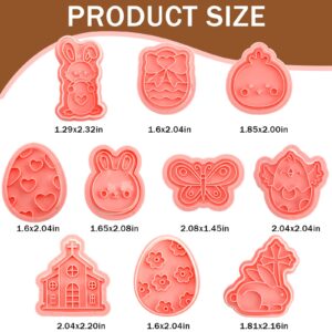 Easter Cookie Cutters Set 10 Pcs Cookie Cutter with Plunger Stamps 3D Easter Embossing Cutters for Biscuit Fondant Cheese Baking Molds for Rabbit, Egg, Butterfly, Church, Chick