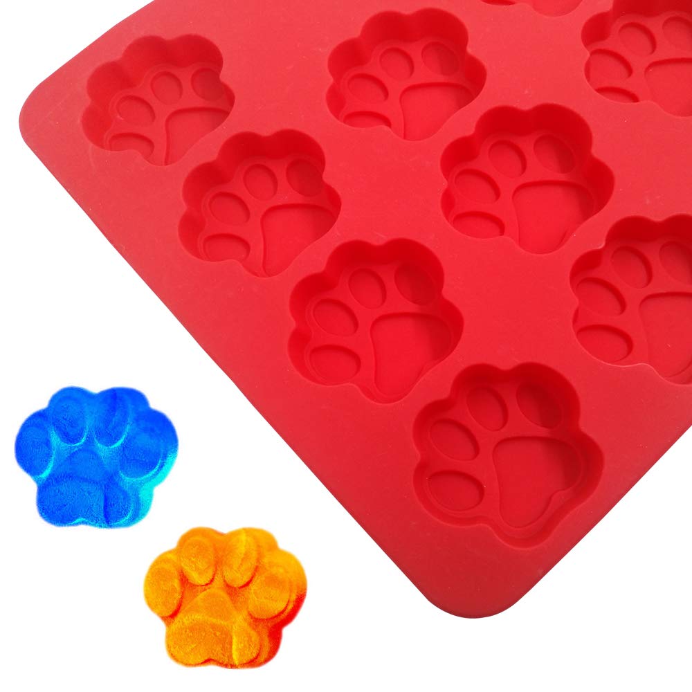 Set of 5, Dog Paws & Bones Silicone Mold and Stainless Steel Dog Bone Cookie Cutters, findTop Food Grade Silicone Mold and 3 Sizes of Biscuit Cutters