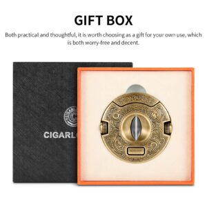 CIGARLOONG Cigar Punch Cutter Bronze Engrave Double Size Drill Cigar Hole Cutter(Silver1)