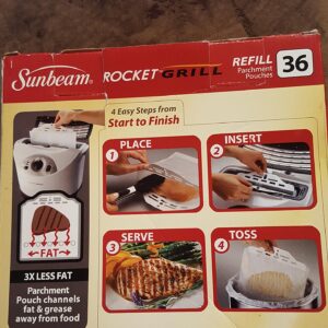 Sunbeam RP36 Rocket Grill Parchment Pouches, 36-Pack