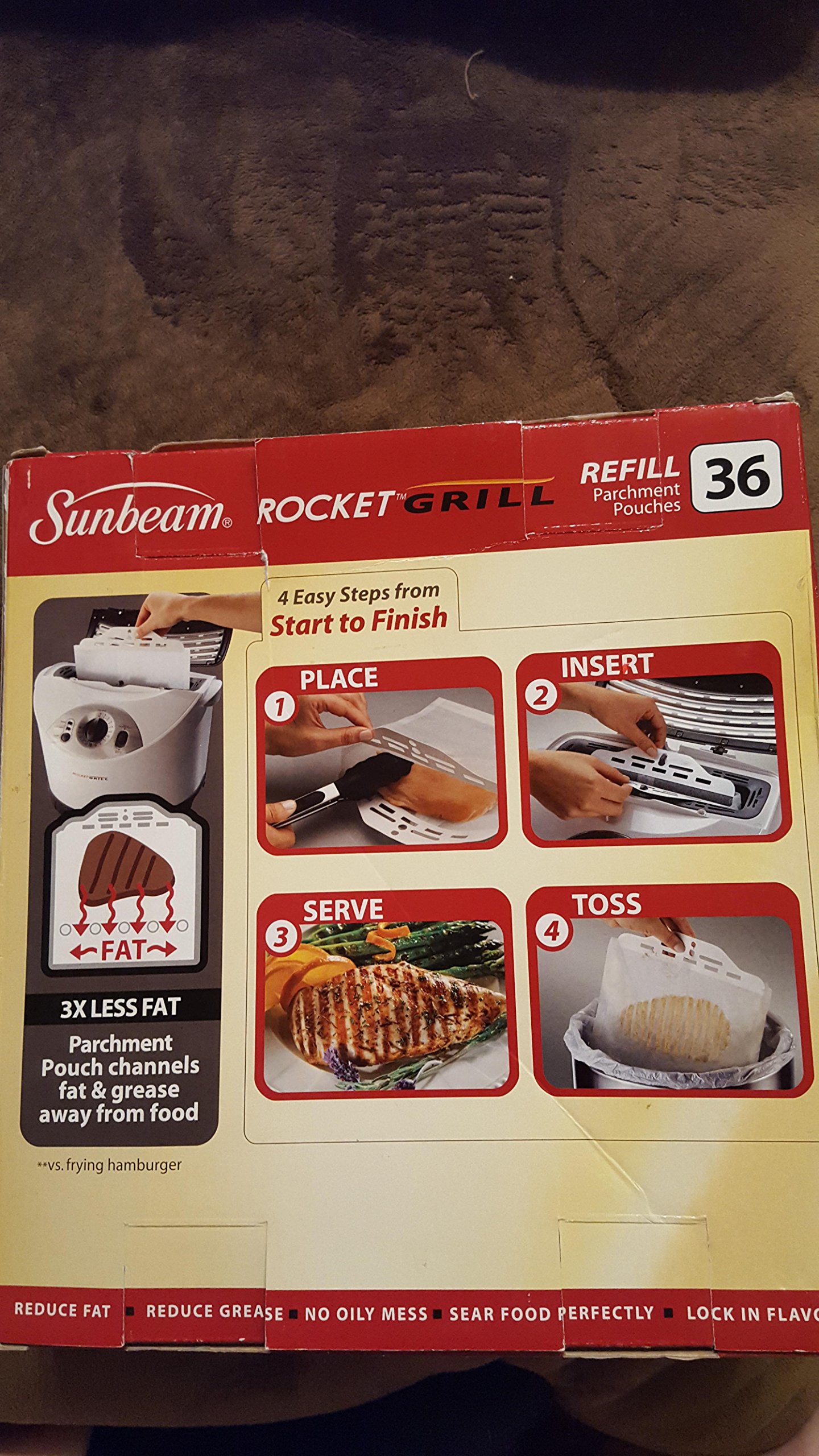 Sunbeam RP36 Rocket Grill Parchment Pouches, 36-Pack