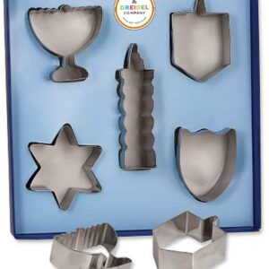 Stainless Steel Hanukkah Cookie Cutters, 5 Hanukkah Menorah, Dreidel, Chanuka Candle, Star, Maccabee Shield Shaped Cookie Cutters