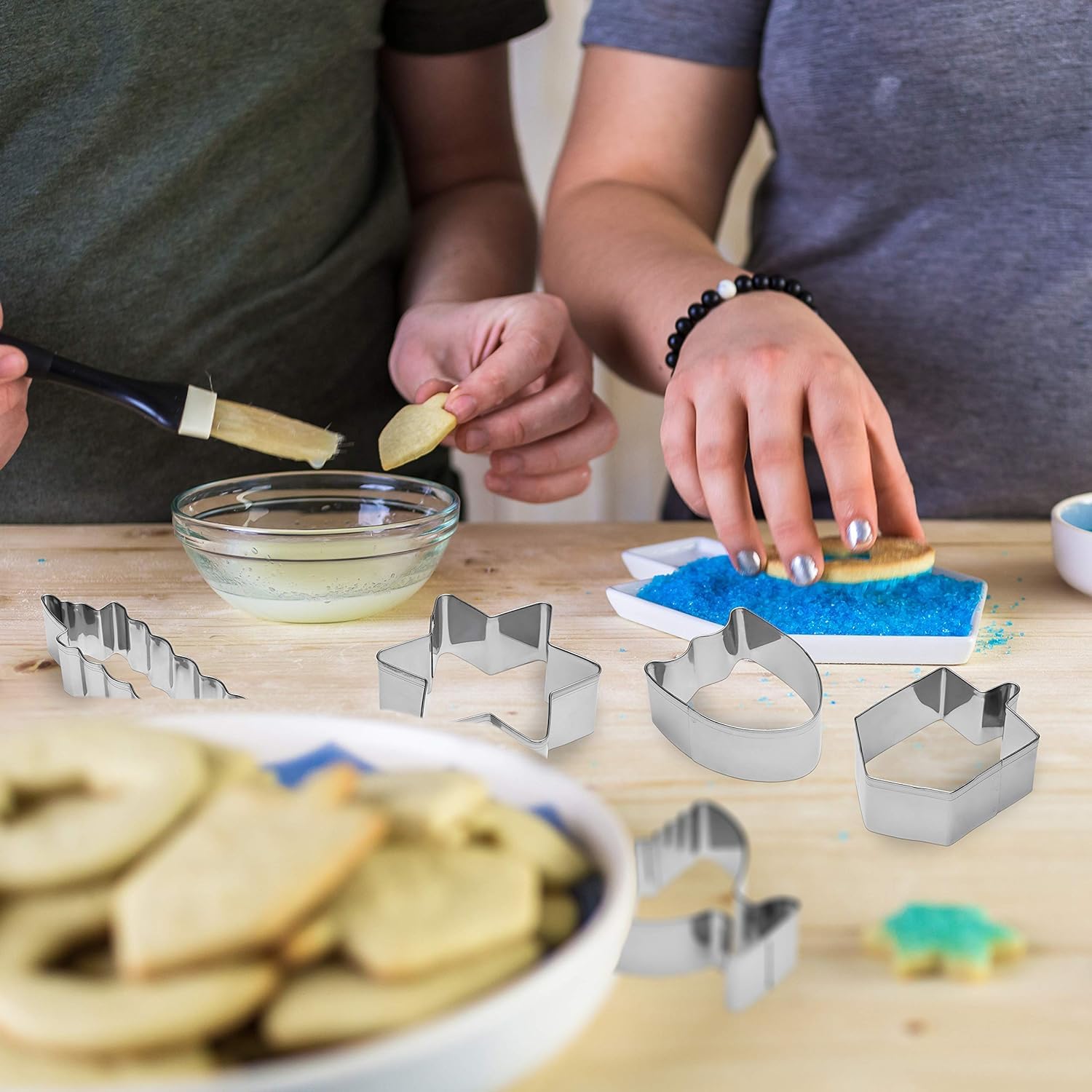 Stainless Steel Hanukkah Cookie Cutters, 5 Hanukkah Menorah, Dreidel, Chanuka Candle, Star, Maccabee Shield Shaped Cookie Cutters