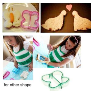 Hofumix 7pcs Sandwich Cutter Bread Cutter Shapes Cookie Cutters Crust Cutters DIY Vegetable Cutters Maker Mould for Kids Cookie with Butterfly, Dinosaur, Dog, Heart, Puzzle, Star, Square