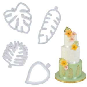 4pcs tropical leaf cookie cutter hawaiian palm leaves fondant mold for diy cake sugarcraft candy fondant grass cutter for gum paste