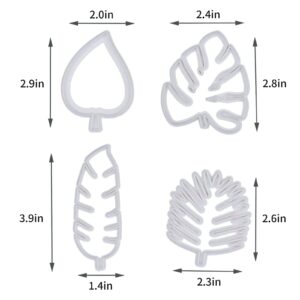 4Pcs Tropical Leaf Cookie Cutter Hawaiian Palm Leaves Fondant Mold for DIY Cake Sugarcraft Candy Fondant Grass Cutter For Gum Paste