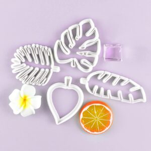 4Pcs Tropical Leaf Cookie Cutter Hawaiian Palm Leaves Fondant Mold for DIY Cake Sugarcraft Candy Fondant Grass Cutter For Gum Paste