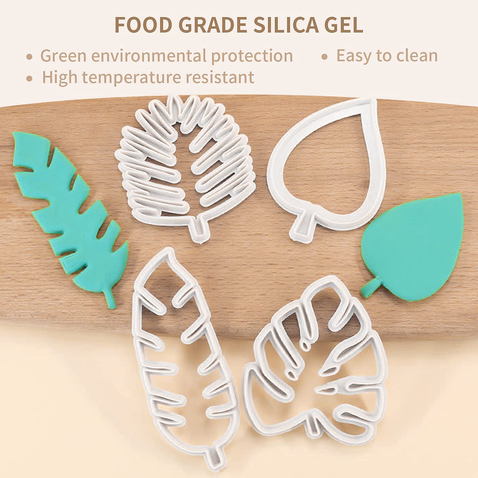 4Pcs Tropical Leaf Cookie Cutter Hawaiian Palm Leaves Fondant Mold for DIY Cake Sugarcraft Candy Fondant Grass Cutter For Gum Paste