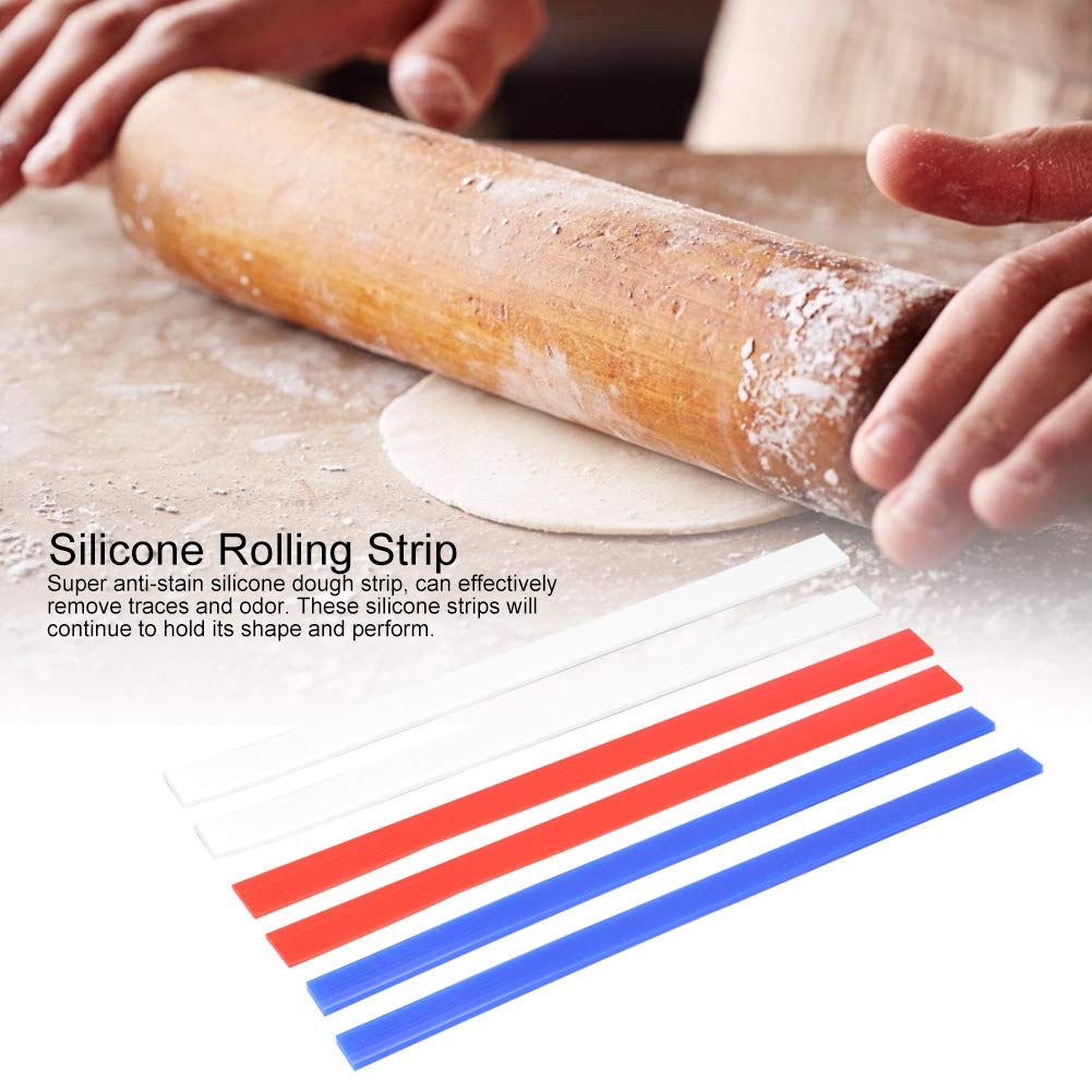 Jenngaoo 6PCS Measuring Dough Strip, 15 inches Professional Silicone Guide Sticks Rolling Pin Guides Perfection Strips Rolling Strip for Cookies Pies Baking