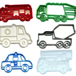 CITY VEHICLES BUCKET TRUCK POLICE CAR AMBULANCE FIRE SET OF 6 COOKIE CUTTERS MADE IN USA PR1258