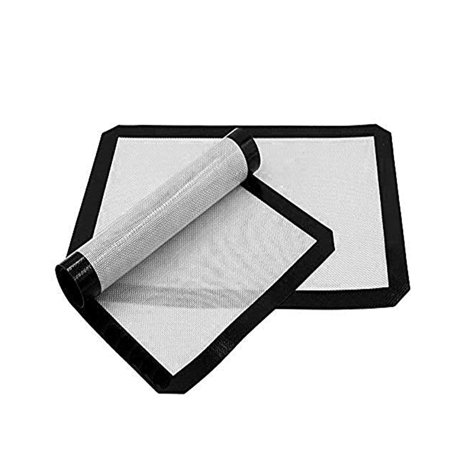 Premium Non-Stick Silicone Baking Mat Set of 2 Sheets - 11.8'x15.7'inch - Food Safe, Heat-Resistant, Reusable & Nonstick Mat for Cookie Oven, Macarons, Bread & Pastry - Black (Small)