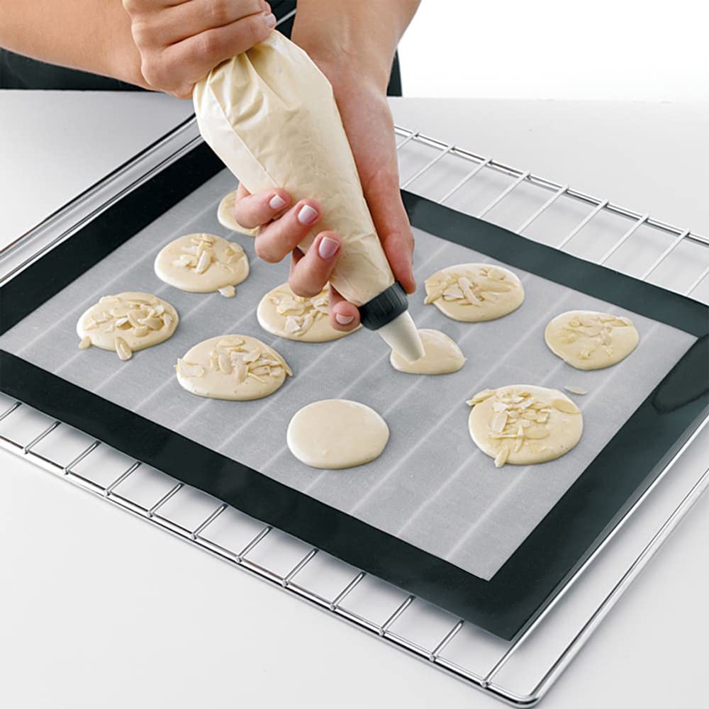 Premium Non-Stick Silicone Baking Mat Set of 2 Sheets - 11.8'x15.7'inch - Food Safe, Heat-Resistant, Reusable & Nonstick Mat for Cookie Oven, Macarons, Bread & Pastry - Black (Small)