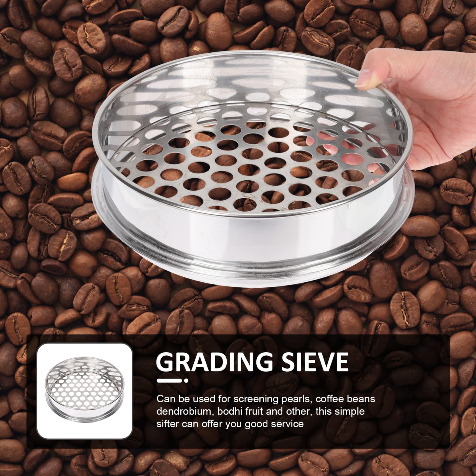 Veemoon Round Hole Sieve Stainless Steel Soil Sieve Kitchen Food Bean Sifter Sand Sifter Sand Sifter Riddle Gardening Mesh Filter Blueberry Sieve for Home Kitchen Garden Use