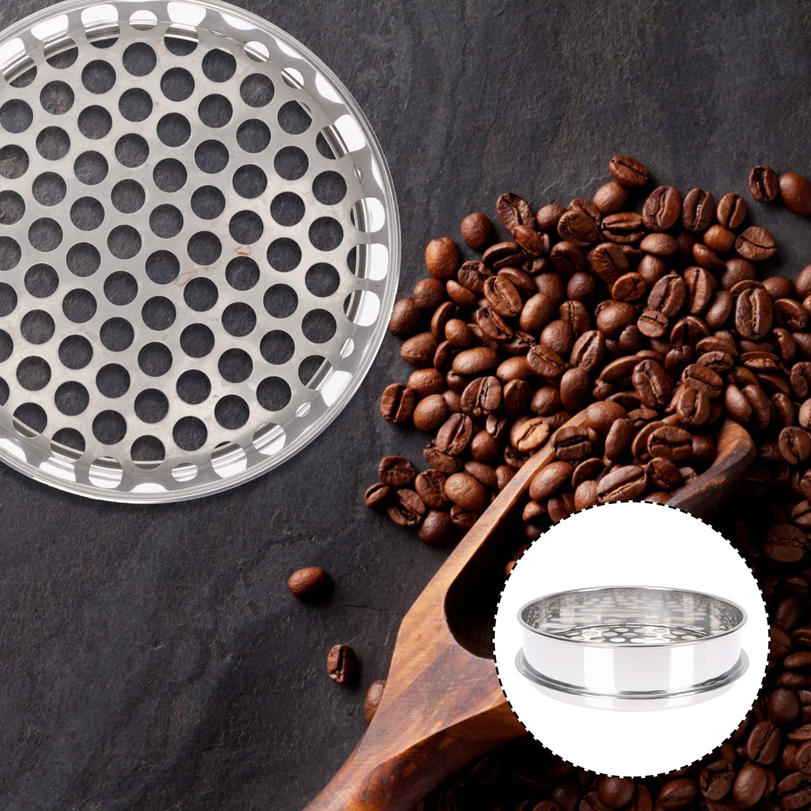 Veemoon Round Hole Sieve Stainless Steel Soil Sieve Kitchen Food Bean Sifter Sand Sifter Sand Sifter Riddle Gardening Mesh Filter Blueberry Sieve for Home Kitchen Garden Use