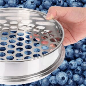 Veemoon Round Hole Sieve Stainless Steel Soil Sieve Kitchen Food Bean Sifter Sand Sifter Sand Sifter Riddle Gardening Mesh Filter Blueberry Sieve for Home Kitchen Garden Use