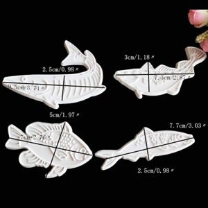 Anyana 4pcs set Fish Plastic Cookie impression Cutter Cake decorating fondant Mold Tool Sugar Paste Baking Mould stamps Pastry