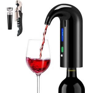 electric wine aerator gifts electric wine pourer and wine dispenser pump, multi-smart automatic filter wine dispenser with usb rechargeable for mother's day gifts, travel, home and bar