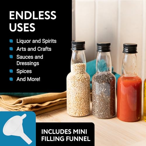 IMPRESA 50 pack 75ml 2.5oz Mini Liquor Bottles Bulk for Any Spirit Any Time - Get Creative with Mini Plastic Bottles for Unique Party Touch - Easy Clean Alcohol Bottles-No Leak Shot Bottles with Caps