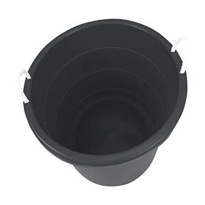 Homz 18 Gallon Plastic Multipurpose Utility Storage Bucket Tub with Strong Rope Handles for Indoor and Outdoor Use, Black, (2 Pack)