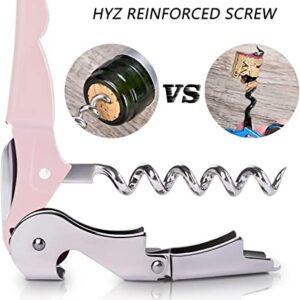 HYZ 4-Pack Wine Opener Waiter Corkscrew, Professional Wine Key for Servers, Bartender with Foil Cutter, Manual Wine Bottle Opener Double Hinged (White,Pink,Purple,Aqua Blue)