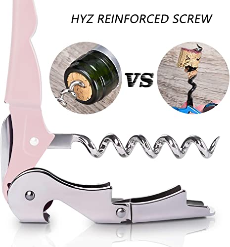 HYZ 4-Pack Wine Opener Waiter Corkscrew, Professional Wine Key for Servers, Bartender with Foil Cutter, Manual Wine Bottle Opener Double Hinged (White,Pink,Purple,Aqua Blue)