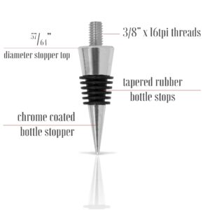 Classic Chrome Style Bottle Stopper with 3/8” x 16 tpi Threaded Post For Attaching Hand Made or Lathe Turned Handles … (10 Chrome Stoppers)