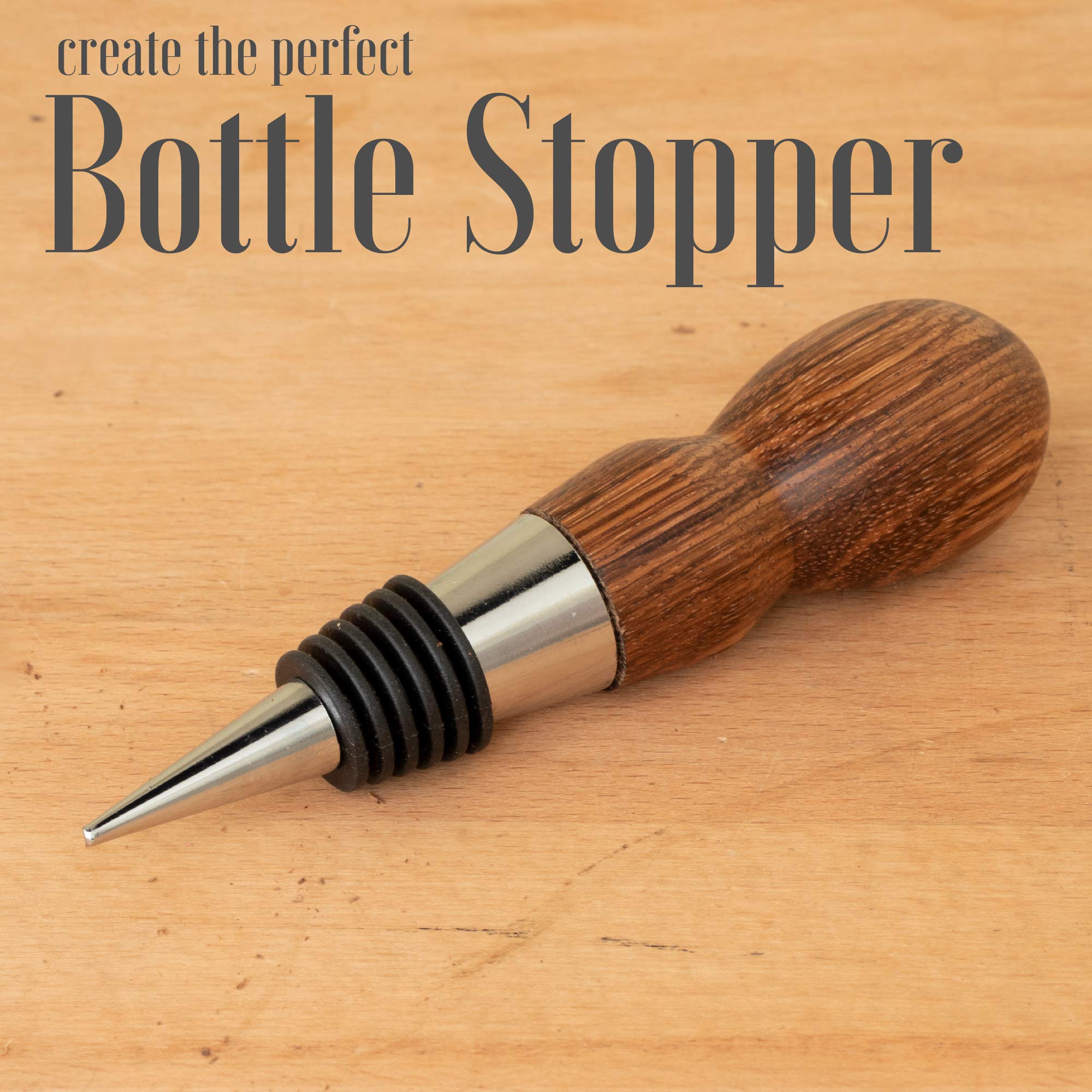Classic Chrome Style Bottle Stopper with 3/8” x 16 tpi Threaded Post For Attaching Hand Made or Lathe Turned Handles … (10 Chrome Stoppers)