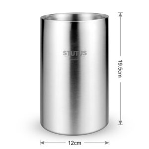 Wine Chiller Bucket, STUTUS Stainless Steel Double Wall White Wine Bottle Cooler Bucket, Insulated Champagne Beer Ice Bucket