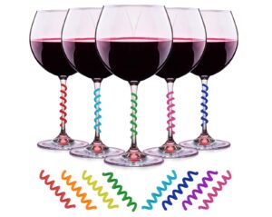 simply charmed wine glass charms set of 8 silicone drink markers for cocktails, martinis, champagne flutes and more