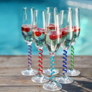 Simply Charmed Wine Glass Charms Set of 8 Silicone Drink Markers for Cocktails, Martinis, Champagne Flutes and More