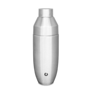 snowfox c90024-01 premium vacuum insulated stainless steel cocktail shaker - home bar accessories - elegant drink mixer - leak-proof lid with jigger & built-in strainer - 22oz.