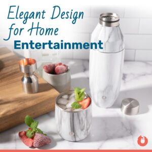 SNOWFOX C90024-01 Premium Vacuum Insulated Stainless Steel Cocktail Shaker - Home Bar Accessories - Elegant Drink Mixer - Leak-Proof Lid With Jigger & Built-In Strainer - 22oz.