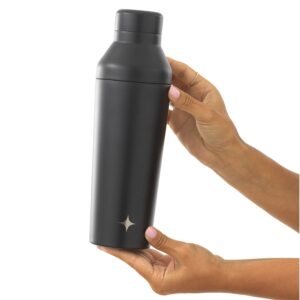 JoyJolt Triple Insulated Cocktail/Protein Shaker Bottle. 20oz Shaker Cup with Alcohol Measure Lid and Jigger Cap. 12hr Ice Cold Shaker Bottles for Protein Mixes, Shake or Smoothie Cups, Metal Mixer