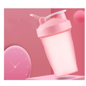 Protein Powder Shaker Bottle for Pre Work Out,Shakes,Smoothies with BPA free & Whisk Ball,400 ML Shaker Cup (16OZ-400ML-1BTL, Pink Whole Over)