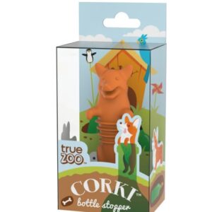 TrueZoo Corki Bottle Stopper, Corgi Animal Cork, Novelty Wine Stopper, Silicone, Set of 1, Orange