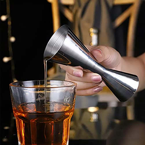 CA Mode Double Cocktail Jigger with Measurements Inside, 2 oz 1 oz Jigger for Bartending, 304 Stainless Steel Cocktail Bar Tools for Bar Home Bartender Party Wine Drink