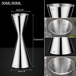 CA Mode Double Cocktail Jigger with Measurements Inside, 2 oz 1 oz Jigger for Bartending, 304 Stainless Steel Cocktail Bar Tools for Bar Home Bartender Party Wine Drink