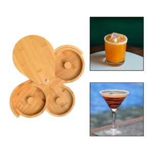 3-Tier Margarita Glass Rimmer,Bar Juice Cocktail Seasoning Box for Bartender Bar Party Tool,Baraiser Bamboo Glass Rimmer