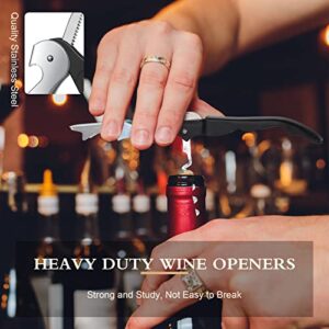 Waiter Corkscrew Wine Openers Heavy Duty Hinges Wine Key Bottle Opener All in One Double Hinged Waiter's Corkscrew with Foil Cutter Wine Tools for Bartenders Servers Sommelier (Black, 60)