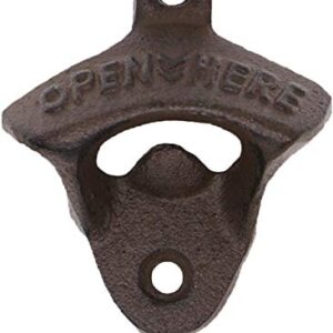 Wall Mounted Bottle Opener Rustic Farmhouse Cast Iron with Screws by iPihsius - 1 pack (Rust-1 pack)