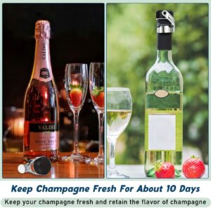 Stainless Steel Champagne Stoppers 2.71 x 1.93 Inch Wine Bottle Stoppers Sealer Reusable Champagne Cork Bottle Plug Champagne Saver Beverage Bottle Stopper for Keeping Wine Fresh(8 Pieces)