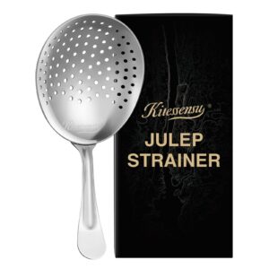 kitessensu julep strainer, easy to hold stainless steel bar strainer cocktail, cocktail strainer bar tools for professional bartenders, silver