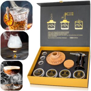 whiskey smoker kit 𝗣𝗥𝗘𝗠𝗜𝗨𝗠 smoky by noblesip - complete bar set to smoke your old fashioneds and all your favorite cocktails. great gift for whisky, bourbon, and scotch lovers. 100% natural oak