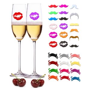 wzt 30 pieces silicone drink markers wine glass markers wine charms wine glass identifier for bar party family drink charms multi，dinner parties
