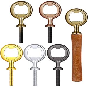 metal bottle opener blank stainless steel flat bottle opener inserts kit threaded beer opener hardware for valentine's day wedding wine party wood turning diy handmade project craft (5 pieces)