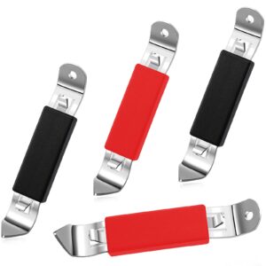 magnetic bottle openers classic stainless steel beer punch opener can tapper bottle opener with magnet for refrigerator camping and traveling (red, black,4 pieces)