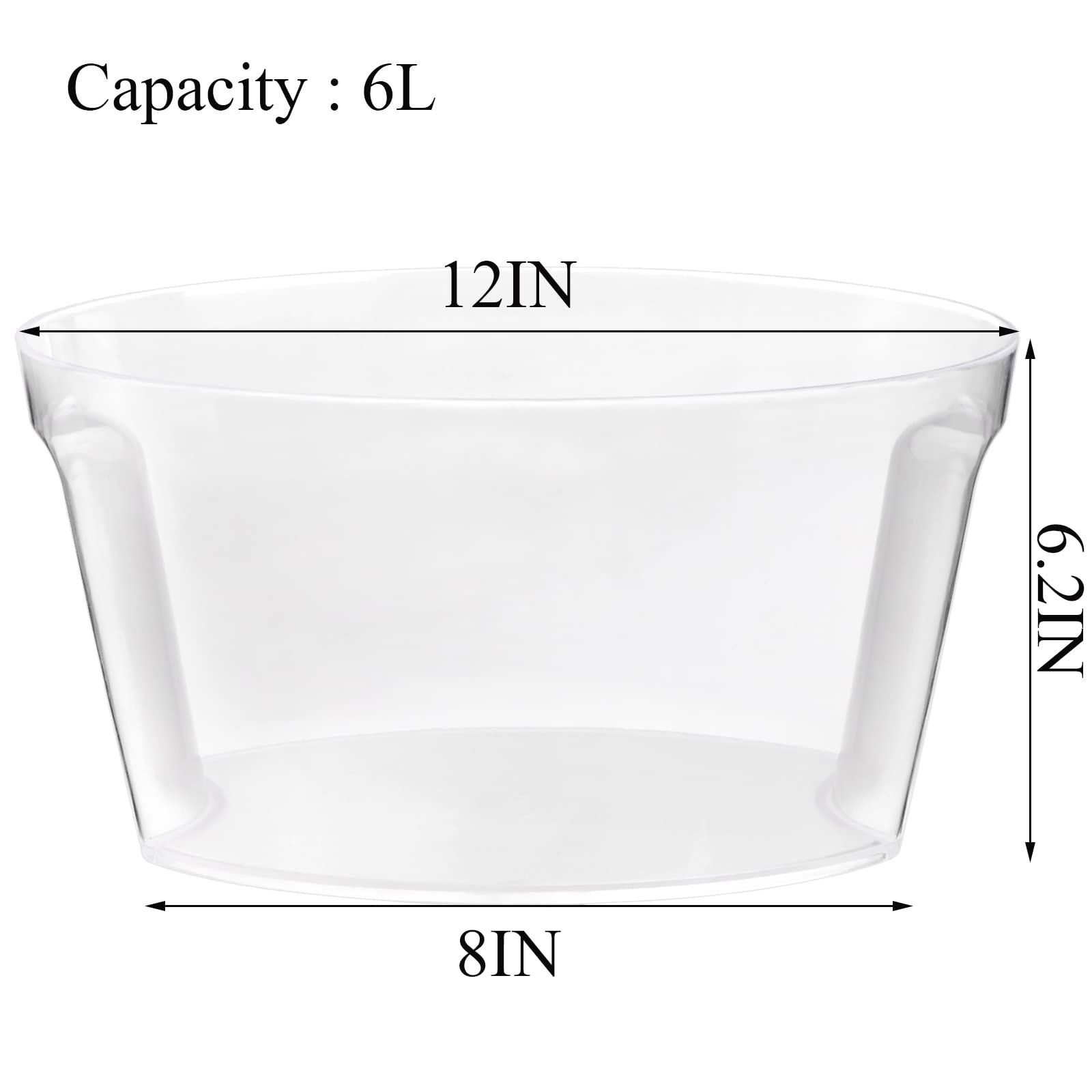 Cedilis 2 Pack 6 Liter Acrylic Ice Bucket, Clear Champagne Bucket Chille, Oval Wine Bucket, Drink Cooler Bucket, Beverage Storage Tub for Champagne, Beer Bottles, Drinks, Bar and Parties