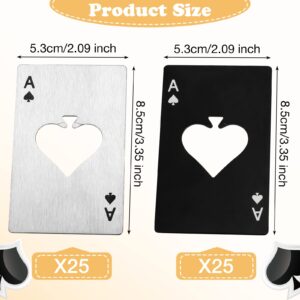 50 Pieces Poker Card Bottle Openers Groomsmen Ace of Spades Bottle Opener Stainless Steel Beer Bottle Opener for Your Wallet and Pocket, Nice for Groomsmen Present, Black, Silver